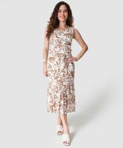 Saia Midi Feminina Estampa Folhas Babado Marisa-80016 Saia Midi Feminina Estampa Folhas Babado Marisa-80016