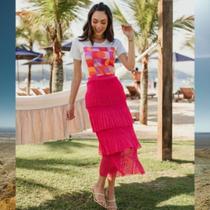 Saia Midi Feminina Festa Babados Em Tule Elegância E Luxo