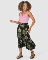Saia Midi Feminina Marias Estampa Folhagem Em Viscose Stretch Saia Midi Feminina Marias Estampa Folhagem Em Viscose Stretch