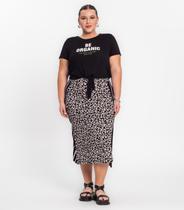 Saia Midi Feminina Plus Size Secret Glam Preto