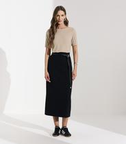Saia Midi Feminina Ribana Maxi Abertura Atrás Veev Preto Saia Midi Feminina Ribana Maxi Abertura Atrás Veev Preto