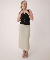 Saia Midi Feminina Tricô Brilho Lurex Fenda Marisa-74062 Saia Midi Feminina Tricô Brilho Lurex Fenda Marisa-74062