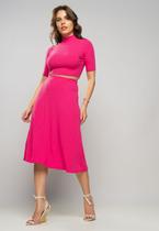Saia Midi Godê Canelada Pink Salvatore