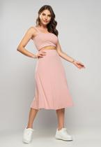 Saia Midi Godê Canelada Rosa Claro Salvatore Saia Midi Godê Canelada Rosa Claro Salvatore