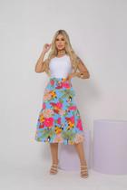 Saia Midi Gode Cintura Alta Rodada Moda Evangelica - S18