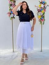 Saia Midi Godê Plissada de Tule Rodada Saia Midi Godê Plissada de Tule Rodada