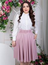 Saia Midi Godê Social Elegante com Cinto Evangélico
