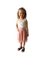 Saia Midi Godê Tule Retrô poá Moda Evangelica Feminina infantil