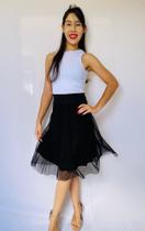 Saia Midi Godê Tule Retrô poá Moda Evangelica Feminina