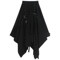 Saia Midi Gótica Punk Y2K com Gravata e Fivela - Estilo Dark