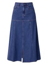 Saia Midi Jeans Malwee 1000134245 Feminina Cintura Média Evasê T. 38/48