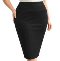 Saia Midi Lápis Moda Evangelica Veste Bem Plus Size Confortavel