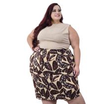 Saia midi liganete estampada plus size