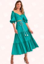 Saia Midi Linho - Moda Casual Chic