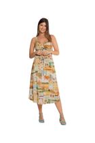 Saia Midi Lunender Estampado Laranja Saia Midi Lunender Estampado Laranja