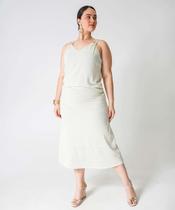 Saia Midi Lurex Plus Size Marisa Bege-70020