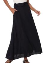 Saia Midi Malwee 1000129158 Feminina Com Cinto Viscolinho T. P/GG