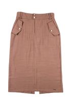 Saia Midi Nude Capim Rosa em Viscose e Poliéster