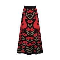 Saia midi OxKnit Knittd A Line, cintura alta, algodão retrô, preto Saia midi OxKnit Knittd A Line, cintura alta, algodão retrô, preto