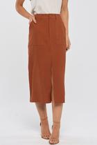 Saia Midi PKS Alfaiataria Em Viscose Marrom Saia Midi PKS Alfaiataria Em Viscose Marrom