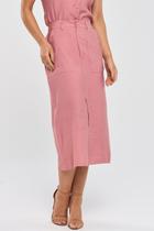 Saia Midi PKS Alfaiataria Em Viscose Rosê Saia Midi PKS Alfaiataria Em Viscose Rosê