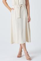 Saia Midi PKS Com Cinto Bege Saia Midi PKS Com Cinto Bege