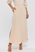 Saia Midi PKS Com Fenda Lateral Bege Saia Midi PKS Com Fenda Lateral Bege