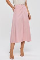 Saia Midi PKS Com Fenda Linho Rosê