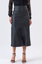 Saia Midi PKS material sintético Fenda Frontal Preta Saia Midi PKS material sintético Fenda Frontal Preta