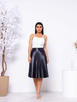 Saia Midi Plissada Cirrê material sintético Moda Evangélica Roupa Veste Super Bem Super Fashion