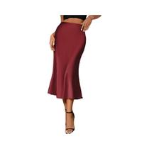 Saia Midi Plissada De Cetim Feminina Vintage Com Cintura Elástica Estilo Coreano Chique