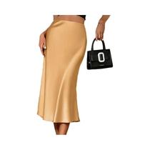 Saia Midi Plissada De Cetim Feminina Vintage Com Cintura Elástica Estilo Coreano Chique Saia Midi Plissada De Cetim Feminina Vintage Com Cintura Elástica Estilo Coreano Chique
