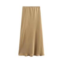 Saia Midi Plissada de Cetim Vintage - Cintura Elástica - Estilo Chique Willshela