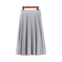 Saia Midi Plissada de Chiffon - Cintura Alta, Elástico e Cor Sólida
