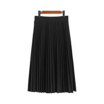Saia Midi Plissada de Chiffon - Cintura Alta, Elástico e Cor Sólida Saia Midi Plissada de Chiffon - Cintura Alta, Elástico e Cor Sólida