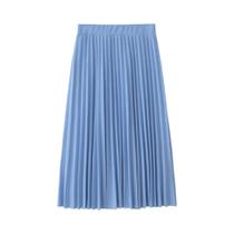 Saia Midi Plissada de Chiffon - Cintura Alta, Elástico e Cor Sólida
