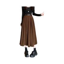 Saia Midi Plissada De Cintura Alta Em Corduroy Para Mulheres, Moda Coreana De Outono E Inverno, Saia Saia Midi Plissada De Cintura Alta Em Corduroy Para Mulheres, Moda Coreana De Outono E Inverno, Saia