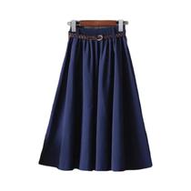 Saia Midi Plissada De Cintura Alta Para Mulheres, Moda Coreana De Verão, Comprimento Até O Joelho