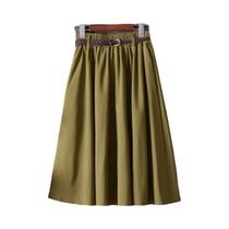 Saia Midi Plissada De Cintura Alta Para Mulheres, Moda Coreana De Verão, Comprimento Até O Joelho