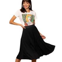 Saia Midi Plissada Moda Luxo Tendência Cintura Alta Elástico com Forro Saia Midi Plissada Moda Luxo Tendência Cintura Alta Elástico com Forro