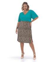 Saia Midi Plus Size Canelada Secret
