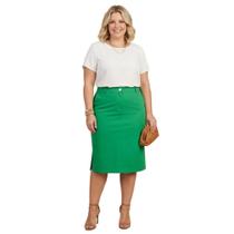 Saia Midi Plus Size com Bolso e Abertura Lateral Elegante e Confortável Saia Midi Plus Size com Bolso e Abertura Lateral Elegante e Confortável