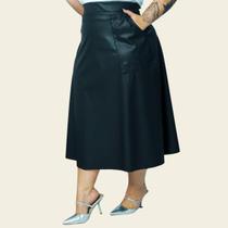Saia Midi Plus Size Curvy material ecológico Bolsos Funcionais Versátil Saia Midi Plus Size Curvy material ecológico Bolsos Funcionais Versátil
