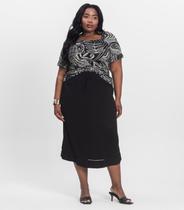 Saia Midi Plus Size em Viscose Secret Glam Preto Saia Midi Plus Size em Viscose Secret Glam Preto