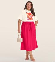 Saia Midi Plus Size em Viscose Secret Glam Vermelho Saia Midi Plus Size em Viscose Secret Glam Vermelho