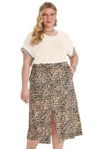 Saia Midi Plus Size em Viscotorcion Secret Glam - Elegância e Conforto