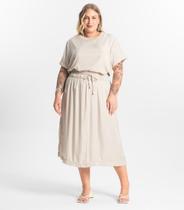 Saia Midi Plus Size Secret Glam Bege Saia Midi Plus Size Secret Glam Bege