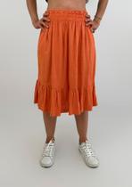 Saia midi primavera pretty girl ferrugem 100% poliester 21209-6