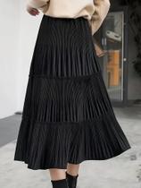 Saia Midi Prissada Cor Preto Tamanho G Saia Midi Prissada Cor Preto Tamanho G