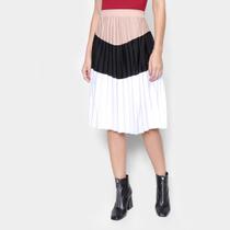 Saia Midi Recoletta Plissada 3 Cores